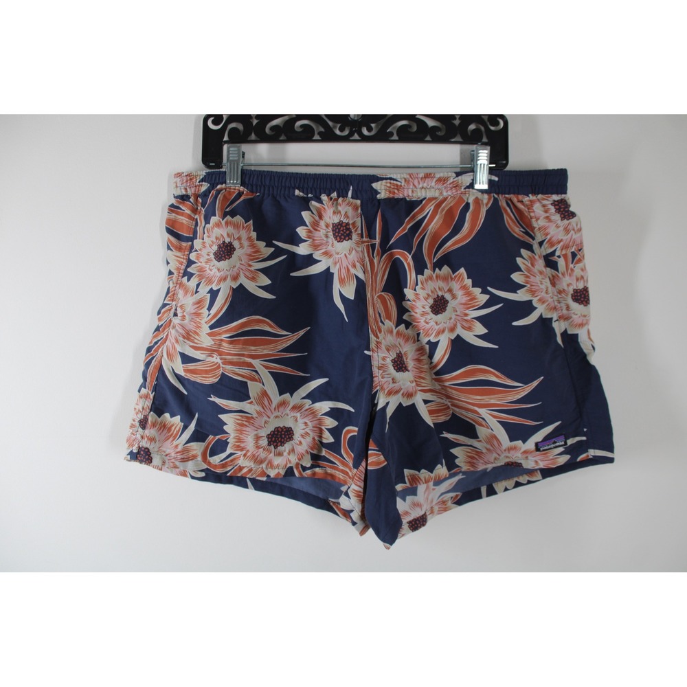 Patagonia XL Navy Blue Floral Baggies Shorts 4 Inch Inseam Nylon